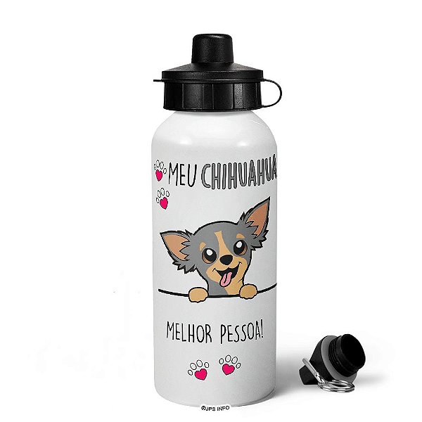Garrafa Squeeze MQ - Meu Chihuahua, melhor pessoa!