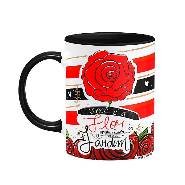 Caneca Namorados - Flor de jardim - B-black