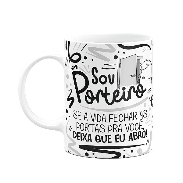 Caneca Flork Profissões - Sou Porteiro - branca