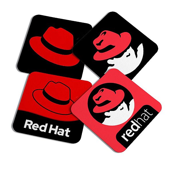 Porta copos Geek Linux - Red Hat Linux - c/ 4pç