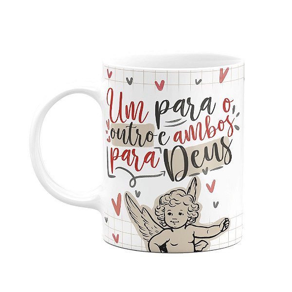 Caneca Namorados Cupid - Um para o outro e ambos para Deus