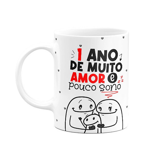 Caneca Flork Namorados - 1 ano de muito amor e pouco sono