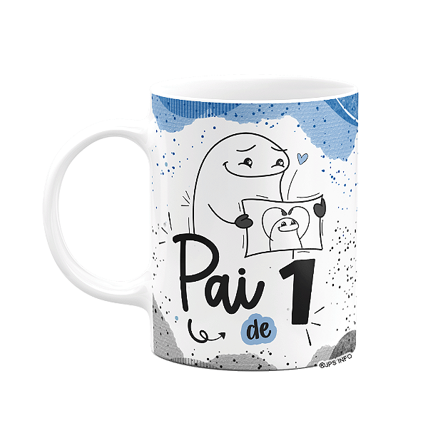 Caneca Flork Pais - Pai de 1 - Branca 325ml