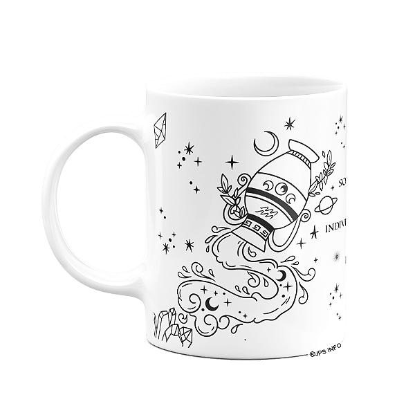 Caneca dos Signos - Signo de Aquário - 325ml branca