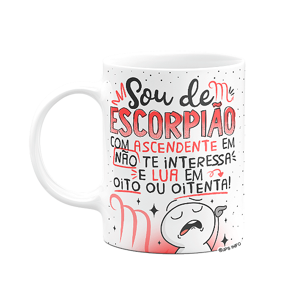 Caneca Funny Signos - Sou de Escorpião - 325ml branca