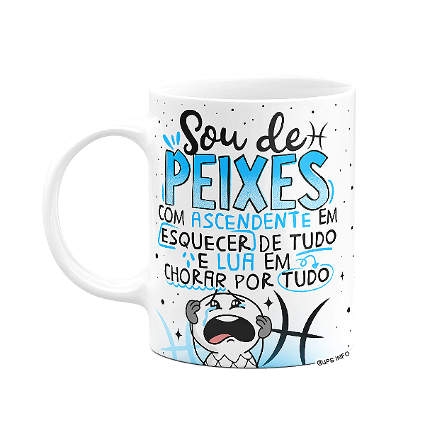 Caneca Funny Signos - Sou de Peixes - 325ml branca
