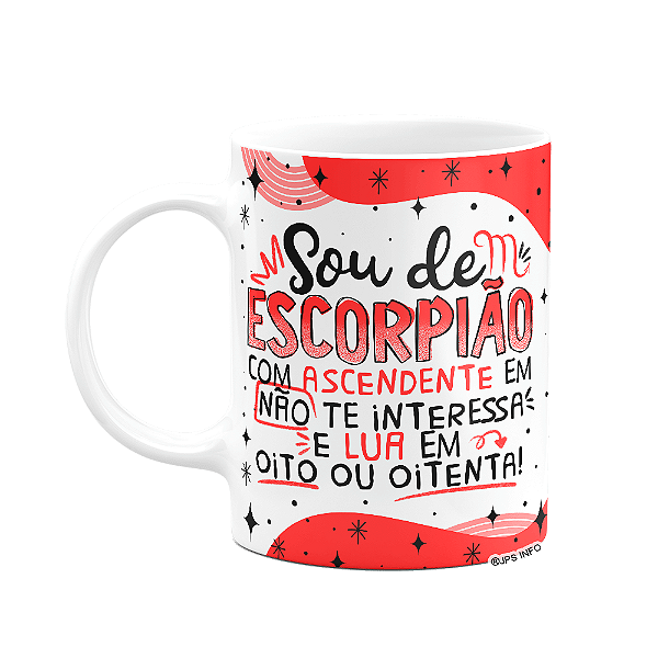 Caneca Divertida Signos - Sou de Escorpião - 325ml branca