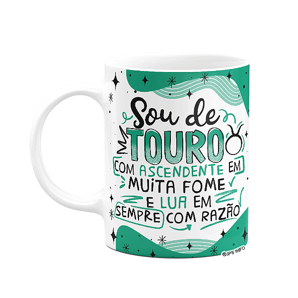 Caneca Divertida Signos - Sou de Touro - 325ml branca