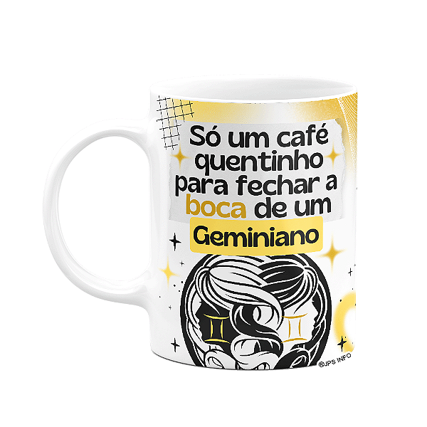 Caneca Divertida Signos Gêmeos - Café e Geminiano