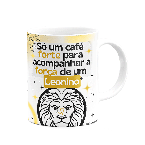Caneca Divertida Signos Leão - Café e Leonino