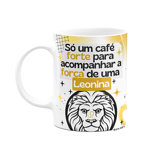 Caneca Divertida Signos Leão - Café e Leonina