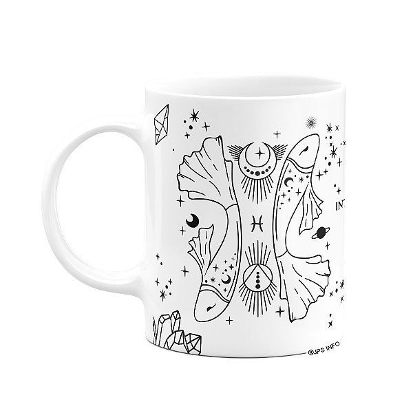 Caneca dos Signos - Signo de Peixes - 325ml branca