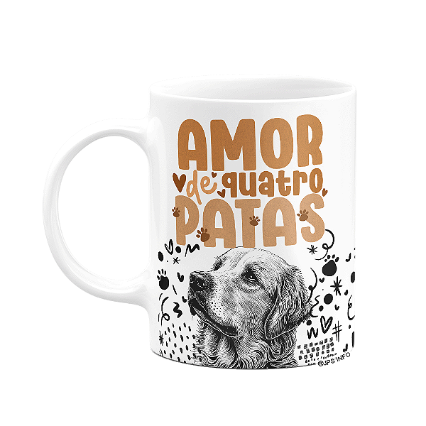 Caneca - Amor de quatro patas - Cachorro Golden