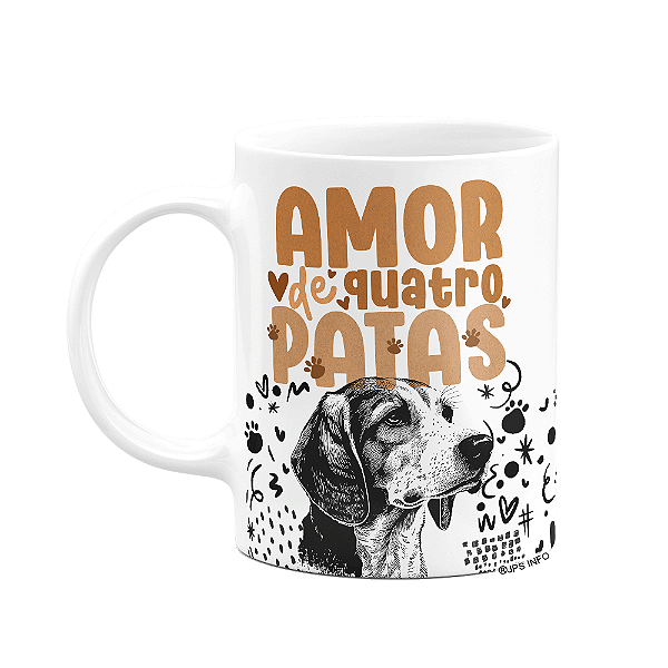 Caneca - Amor de quatro patas - Cachorro Beagle