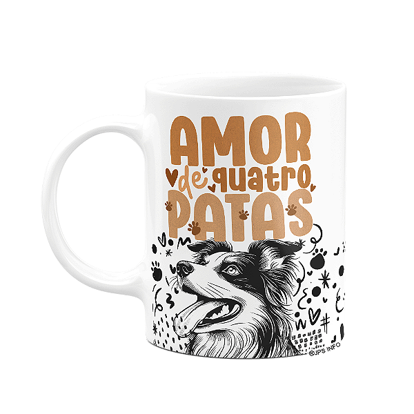 Caneca - Amor de quatro patas - Cachorro Border Collie