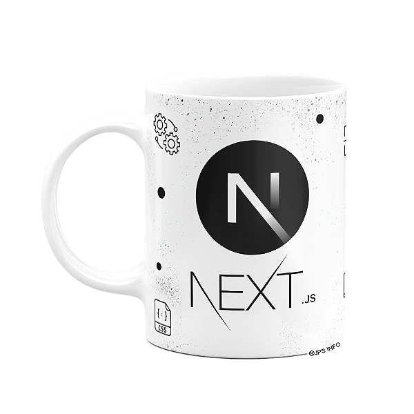 Caneca Geek Dev Programador - Next JS - 325ml branca