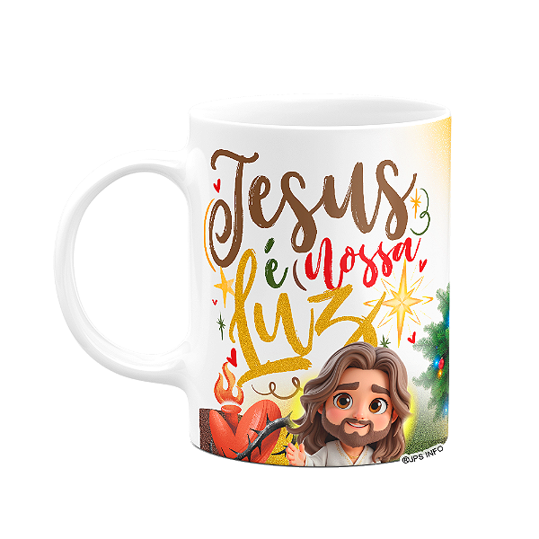 Caneca Natal com Jesus - Jesus é nossa luz