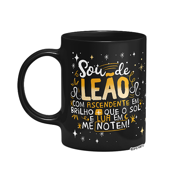 Caneca Divertida Signos - Sou De Leão - 325ml Preta