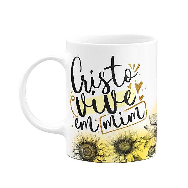 Caneca Amor e fé - Cristo vive em mim - 325ml branca