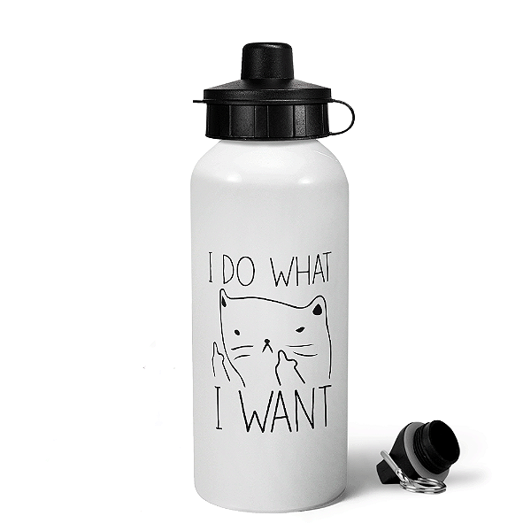 Garrafa Squeeze MQ Divertida Gato - I Do What i Want