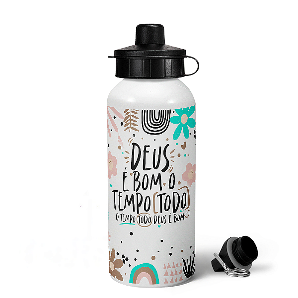 Garrafa Squeeze MQ Motivação - Deus é bom o tempo todo