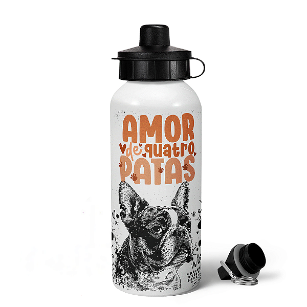 Garrafa Squeeze MQ - Amor de Quatro Patas - Buldogue francês