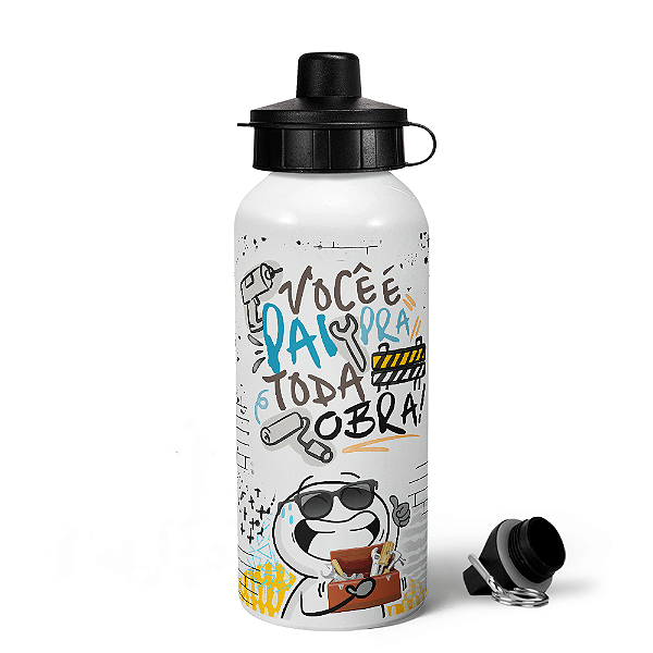 Garrafa Squeeze MQ Funny Pais - Você é pai pra toda obra