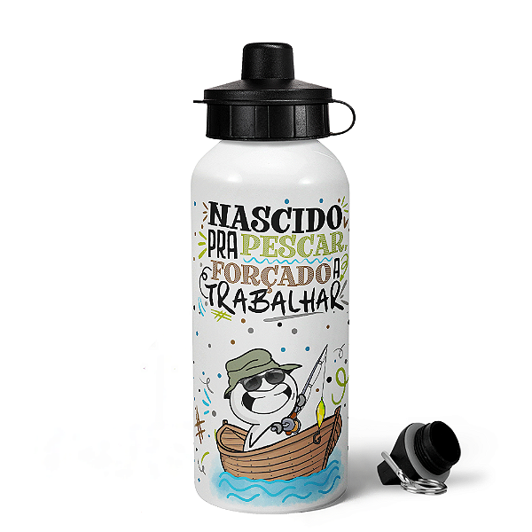 Garrafa Squeeze MQ Funny Pais - Nascido pra pescar