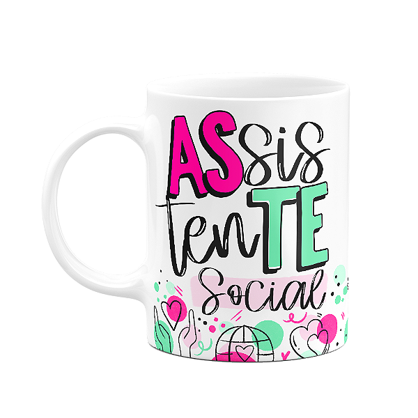 Caneca profissões - Assistente Social - 325ml branca - M2