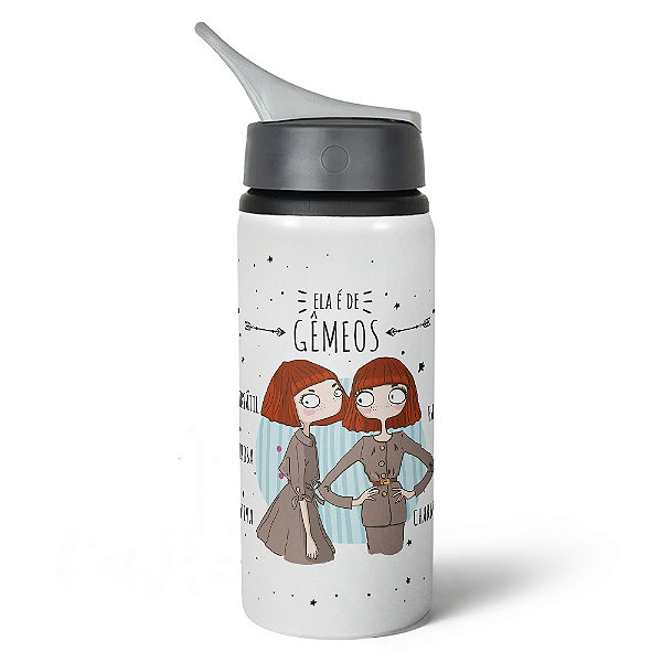 Garrafa Squeeze NK Signos - Ela é de Gêmeos - 600ml
