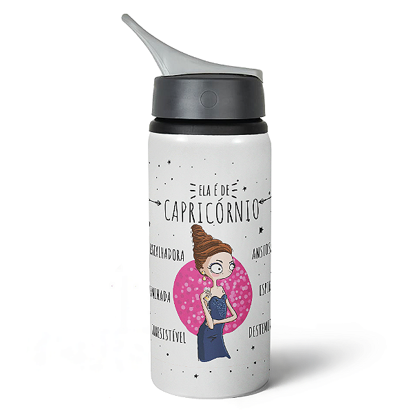 Garrafa Squeeze NK Signos - Ela é de Capricórnio - 600ml