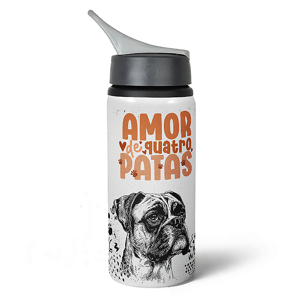 Garrafa Squeeze NK - Amor de quatro patas - cachorro boxer