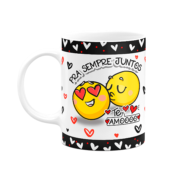 Caneca Namorados Emoticons - Pra sempre juntos