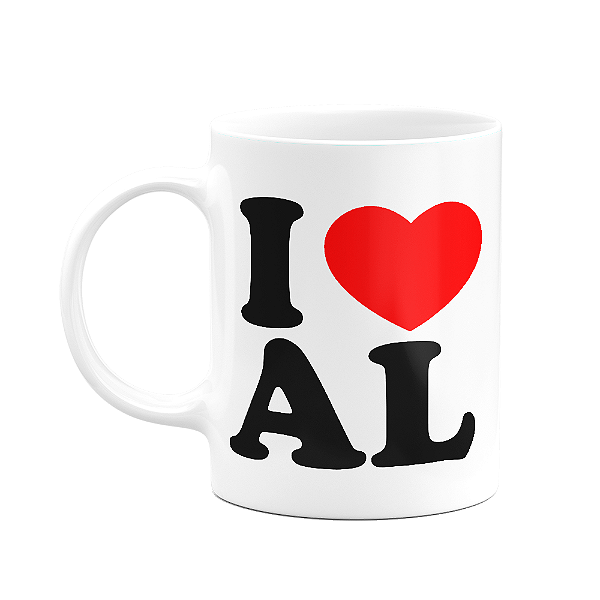 Caneca I Love AL - Alagoas - 325ml - branca