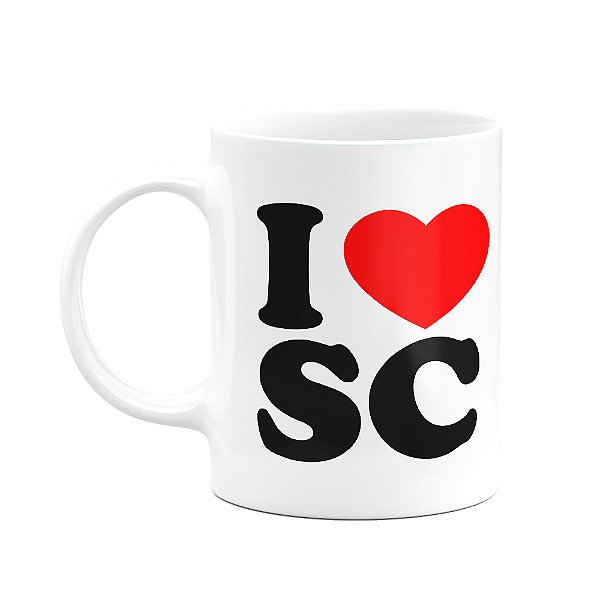 Caneca I Love SC - Santa Catarina - 325ml - branca
