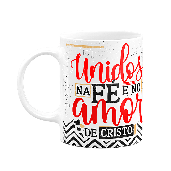 Caneca Namorados Laços - Unidos na fé e no amor