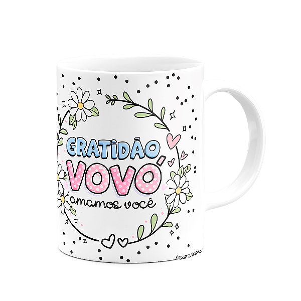 Caneca Avós - Gratidão Vovó - Feliz dia dos avós!