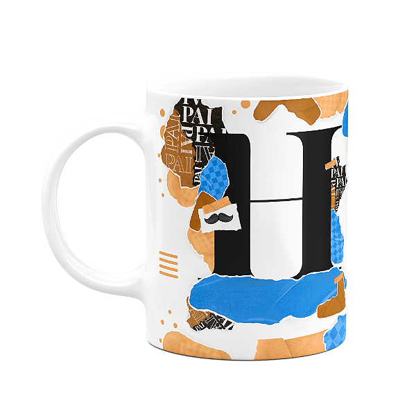 Caneca do Pai - Inicial do nome letra H - Bg-blue