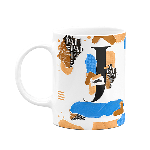 Caneca do Pai - Inicial do nome letra J - Bg-blue