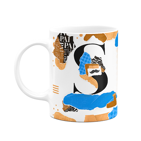 Caneca do Pai - Inicial do nome letra S - Bg-blue