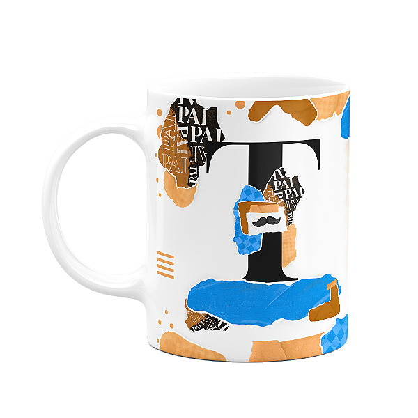 Caneca do Pai - Inicial do nome letra T - Bg-blue