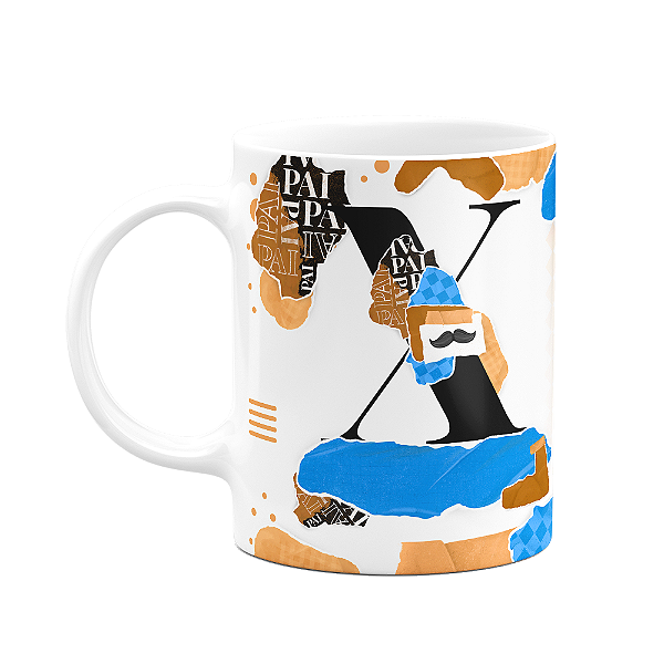 Caneca do Pai - Inicial do nome letra X - Bg-blue