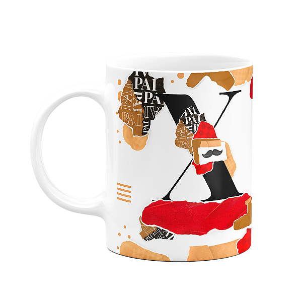 Caneca do Pai - Inicial do nome letra X - Bg-Red