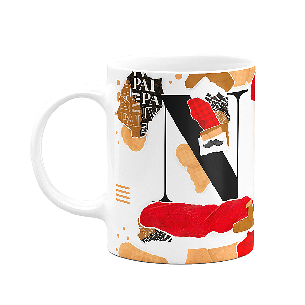 Caneca do Pai - Inicial do nome letra N - Bg-Red