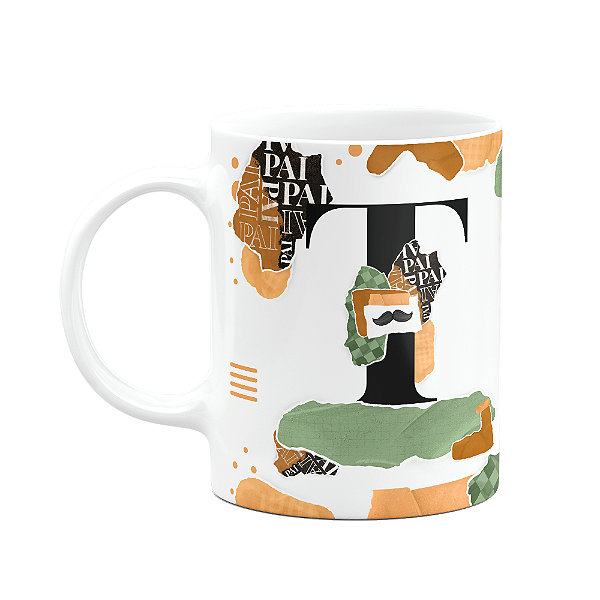 Caneca do Pai - Inicial do nome letra T - Bg-Green