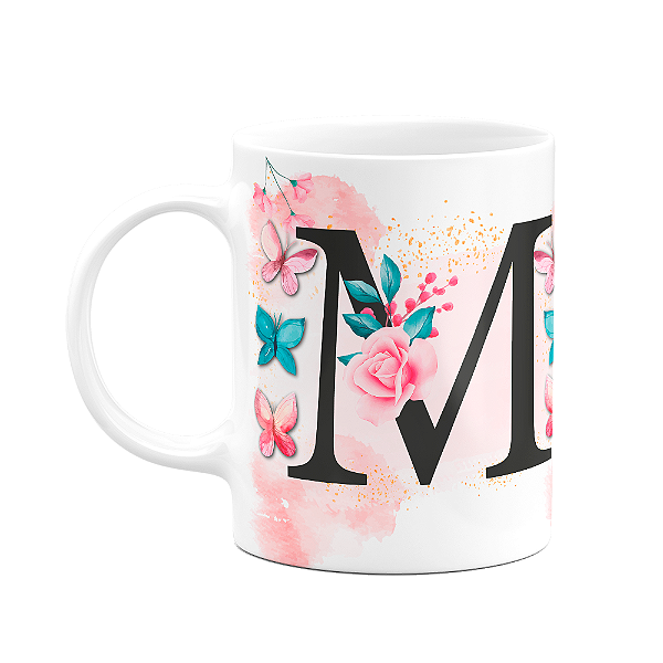 Caneca Butterfly - Inicial letra M - 325ml
