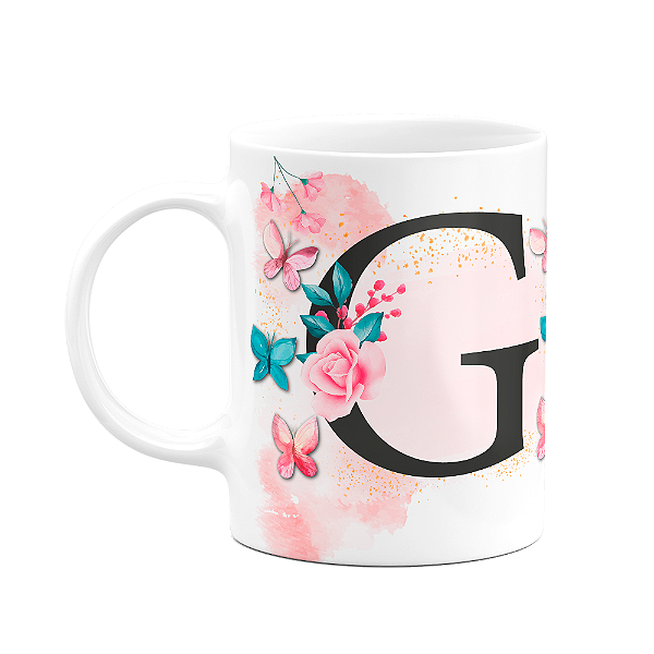 Caneca Butterfly - Inicial letra G - 325ml