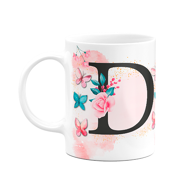 Caneca Butterfly - Inicial letra D - 325ml