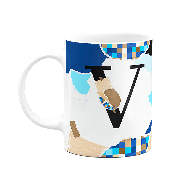 Caneca Professores - Inicial do nome letra V - 325ml
