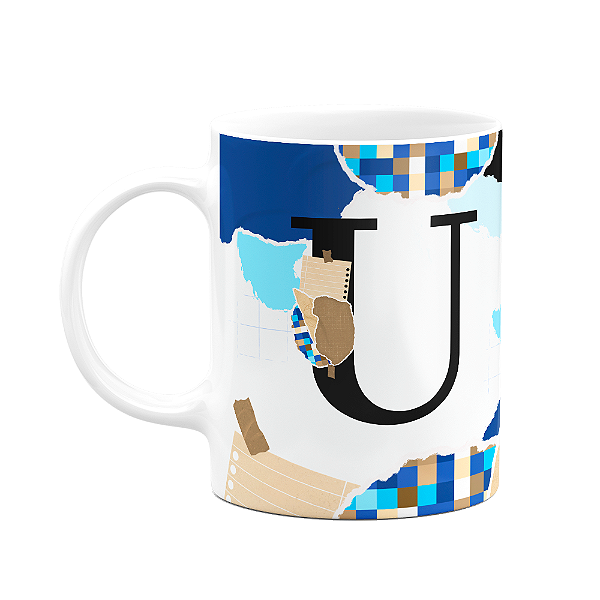 Caneca Professores - Inicial do nome letra U - 325ml